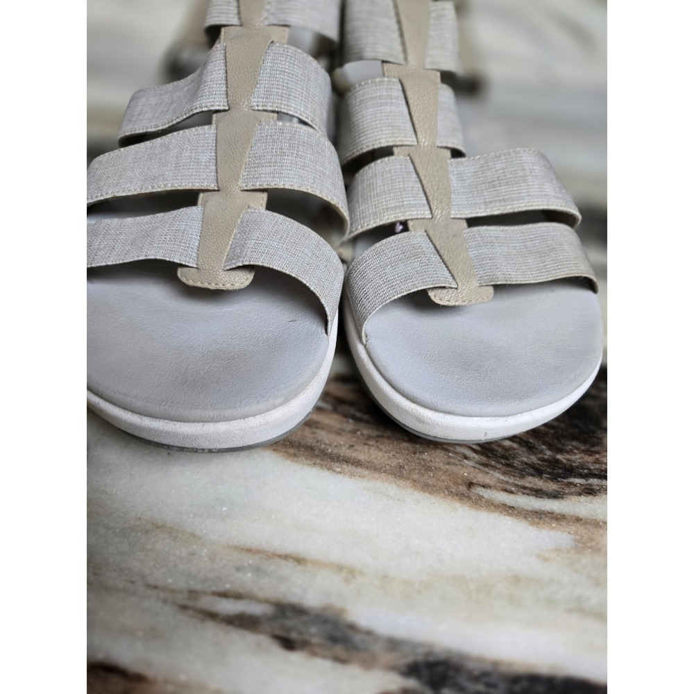 Clarks Cloudsteppers TaupeElastic Strappy Sandals Womens 11 W Wide - Picture 4 of 12